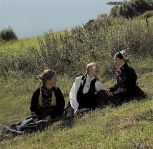 <br><i> Tre glade sognejenter ved Lustrafjorden</i>